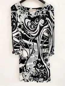 Emilio Pucci Black and White Print Dress Size 38