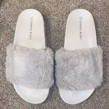 COPY - Charlotte Russe Charles Albert Grey Faux Fur Slippers