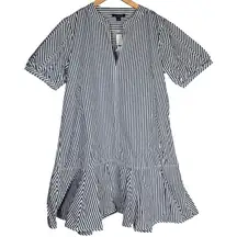 J. Crew Delilah dress striped cotton poplin CJ495 S NWT Short Sleeve Blue White