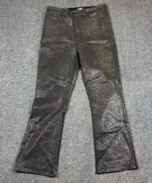 Paige Claudine Jeans Pants Sparkle Coated Womens 31 Black Flare Leg Glitter