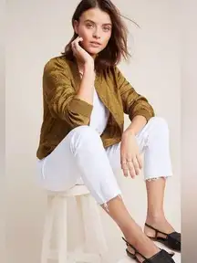 Anthropologie Maeve Silky Front Zip Pockets Smocked Accents Bomber Jacket S