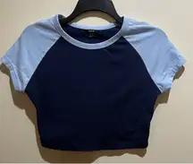 Shein Crop Top Short Sleeve, Blue ~ Size Medium