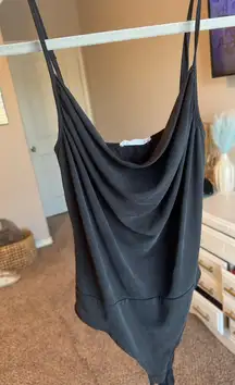 Chic Black Draped Bodysuit