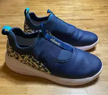 Clove Women's nursing Navy and Leopard Slip-On Sneakers 9