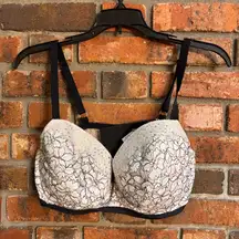 Victoria’s Secret womens Dream Angel lace push up bra black white 38 DD