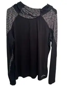 Eddie Bauer Hooded Athletic Long Sleeve Top Black Space Dye XL