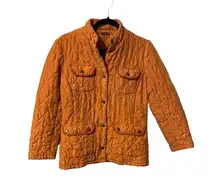 J. McLaughlin Burnt Orange Quilted 100% Silk Snap Up Size Small Jacket.