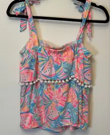 Lilly Pulitzer Benita Pom Pom Top Tropical Punch