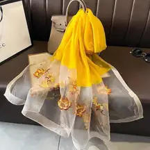 Beautiful New design embroidery long shawl with malticolor flower 