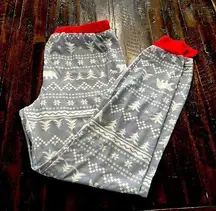 Lounge Pants Holiday Gray White Red Stripe Tree Bear (369)