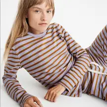 Madewell Two-Piece Lounge Set – Stripe Lavender & Gold Joggers + Crewneck (S)