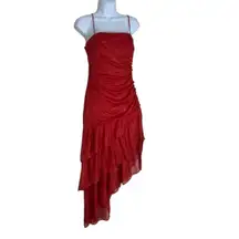 Blondie Nites  Ruby Red Sparkly Ruffle Prom Dress