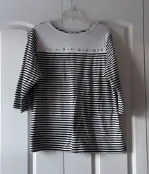 Quacker Factory size XL stripe circle star embellished 3/4 sleeve top