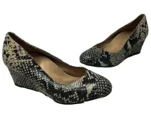 Vionic Antonia Embossed Leather Snakeskin Pattern Wedge Heel Sz 7 Comfort Shoe