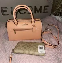 NEW Coach Leather Peach Colored Purse with Large matching Wallet