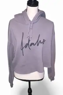 Bella Canvas Women's Gray Hoodie Crop Sweater Drawstrings Idaho  