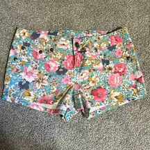 Request Jeans Floral Shorts Teal Size 5/27
