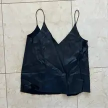 Zara Trafaluc Faux Leather Spaghetti Strap Blouse Sz Small