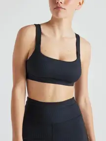 Aerie NWT Black Ribbed Padded Bra Top Size S