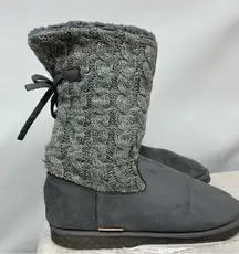Mul Luks size 10 Grey Knit Women's sweater Boots pull on winter comfy casual