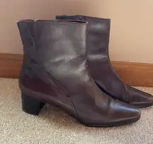 VanEli Brown Leather Short Heeled Booties