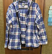 L.L. Bean Blue and White Plaid Jacket EUC