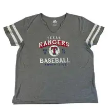 MLB Texas Rangers Women's Vintage Graphic Print T-Shirt in Gray, 2XL