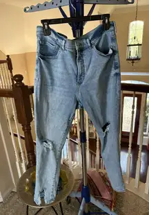 Express Women's Blue Distressed Jeans