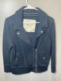 Abercrombie & Fitch Women's Moto Style Navy Blue Long‎ Sleeve Jacket Size Large