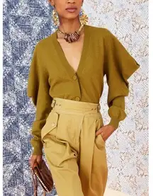 Ulla Johnson Marta Wool Cardigan in Fatigue