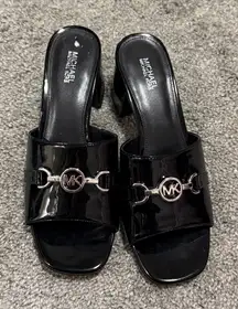 Michael Kors Black Patent Leather Slides