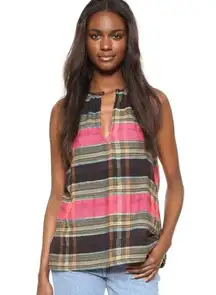 Ace & Jig Sleeveless Hope Top in Raven Size XS in Metallic Plaid