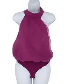 Vici Halter Bodysuit Womens Medium Magenta Purple Pink Open Back Wonderous NWT