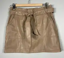 CI Sono Womens Skirt Size L Brown Mini Faux Leather Short Belted‎