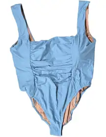 J. Crew Ruched squareneck one-piece in Blue Mist 24‎ NWT