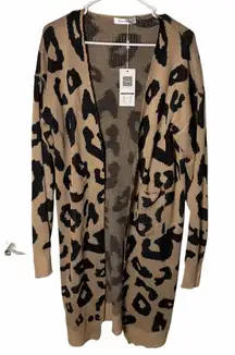 🐆 NWT Women’s Beige & Black Leopard Print Open-Front Cardigan – Size XL ✨