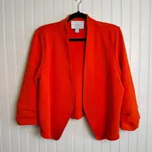 Carolina Belle Montreal Orange Red Open Front Blazer Size XL G27