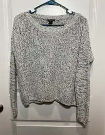 Women’s‎ Sweater Medium Crop Gray Forever 21 Knit Long Sleeve Top Winter