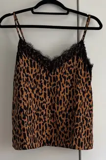 BP. Leopard Print Cami with Lace Trim - XS | Mob Wife | Barbiecore‎ | Layering