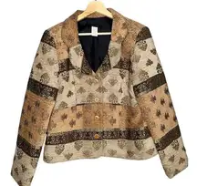 Courtenay Vintage Tapestry Blazer Paisley Embroidery Brown/Tan Size 14