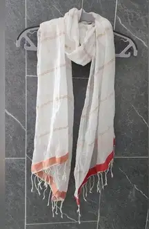 COPY - NWOT GAP Women's White Rose Gold Stripe Oblong Scarf One Size 76"