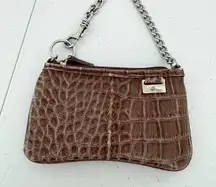 Vintage Liz Claiborne Brown Crocodile-Embossed change and ID pouch