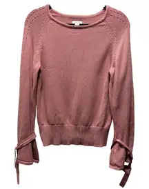 Sundance Womens Pink Raglan Knit Sweater Bell Sleeve  With Tie Detail Size S