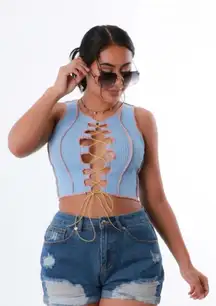 Brand New Baby Blue Peekaboo Top