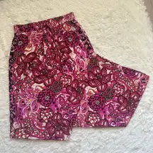 Johnny Was Pants Dreams of Vivanna 100% Silk Easy Pant Wide Leg Flowy Pink Sz XS