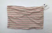 Arizona Jean Co Jrs Size Large White Multicolor Stripe Crop Tube Top