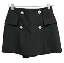 ZARA  Womens Dressy Skirt Skort Womens XS Black 4 Button Accent High Waisted