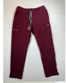 FIGS Technical Collection Women's Scrub Pants Drawstring Maroon Pockets
