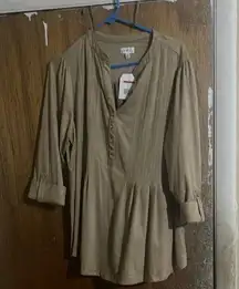 Wonderly Khaki Button-Up Blouse