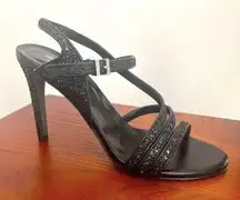 Zadig & Voltaire Marilyn Dream Leather Heels Sandals Black Glitter Size 40 / 10